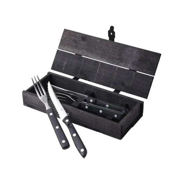 Gense Old Farmer steak/grill cutlery 4 pieces - Black/steel