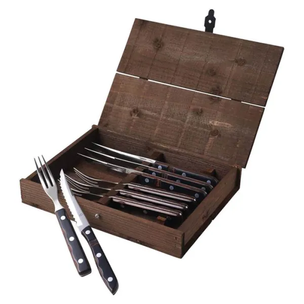 Gense Old Farmer steak/grill cutlery 8 pieces - Wood/steel