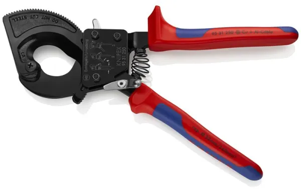 Knipex Cable Cutter (Ratchet Principle) black lacquered, with multi-component handle 250 mm